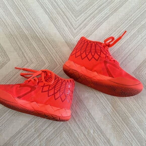 Puma LaMelo Ball MB.01 Not From Here Youth 11C Red Blast High Top Sneakers - Picture 2 of 5